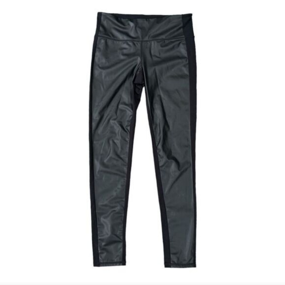 Athleta Black Front Faux Leather Leggings - Size S